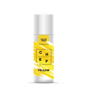 VELVET SPRAY YELLOW 250 ml - Chef ingredients. Zamsz w sprayu spożywczy, żółty do dekoracji